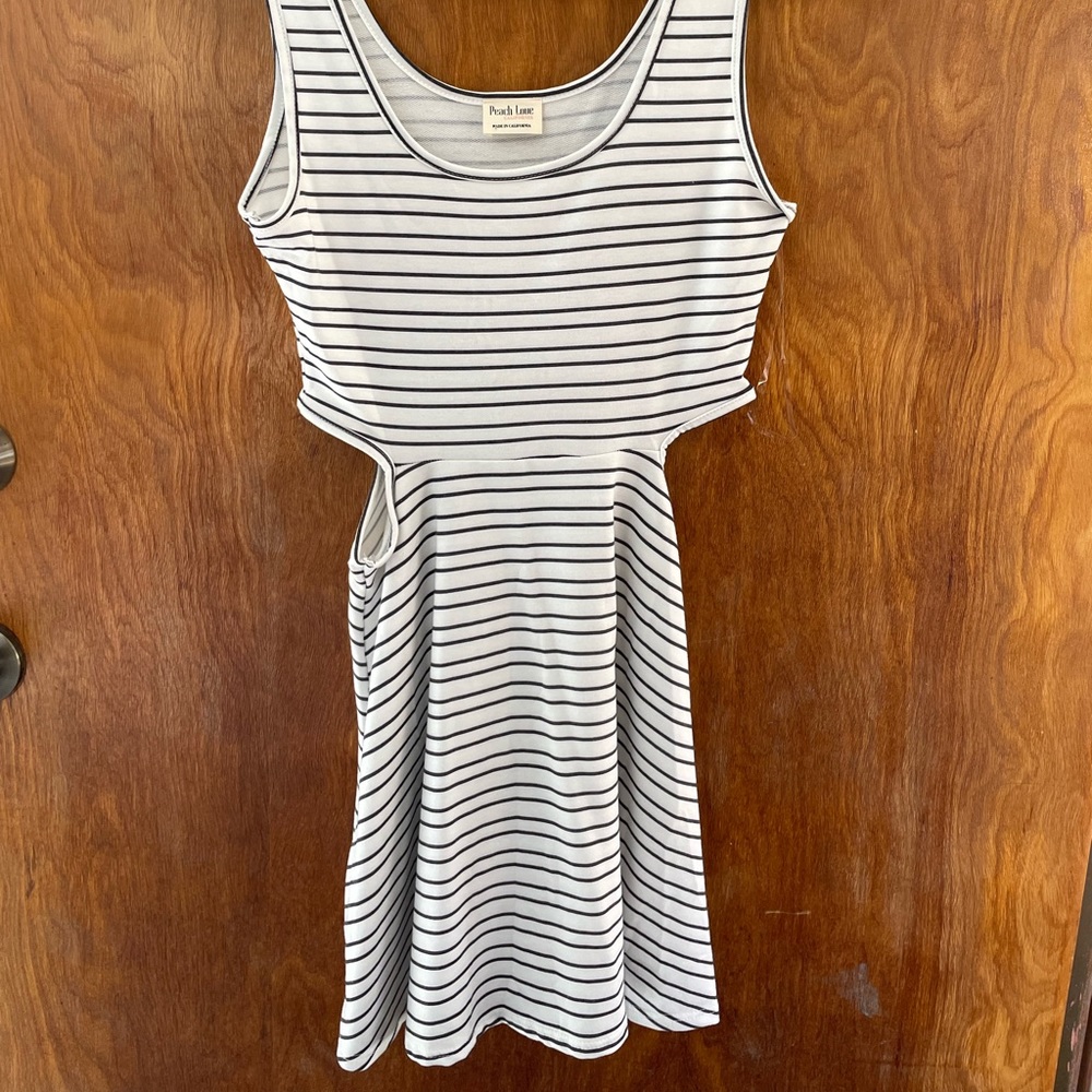Black and White Striped Peach Love California cut Out Dress Size Small